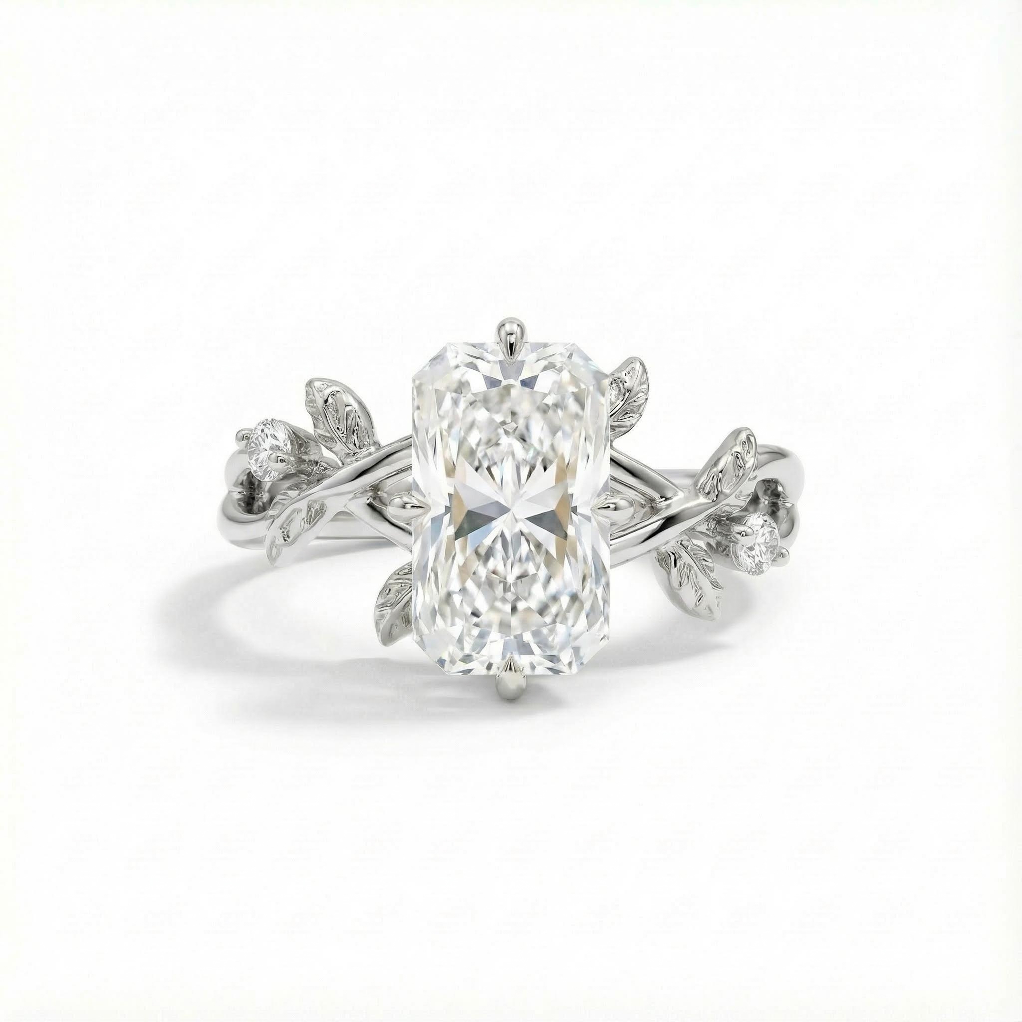 6.54CT Radiant Cut Moissanite Nature-Inspired Engagement Ring