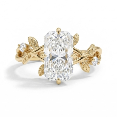 6.54CT Radiant Cut Moissanite Nature-Inspired Engagement Ring