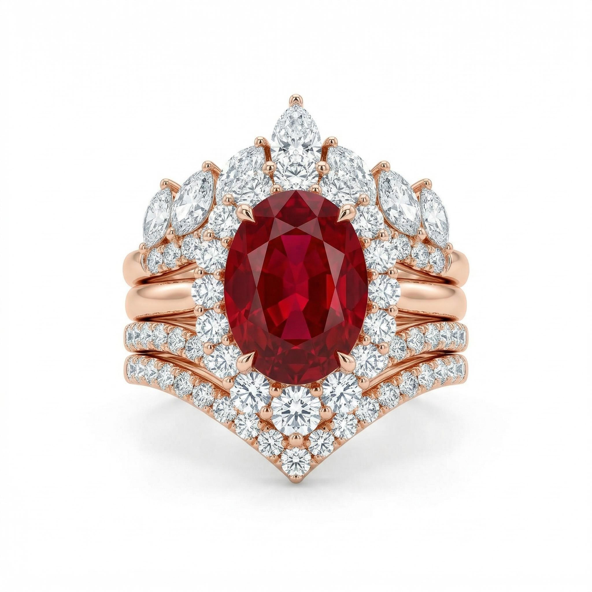 7.39CT Oval Cut Gemstone Vintage-Inspired Engagement Ring Set