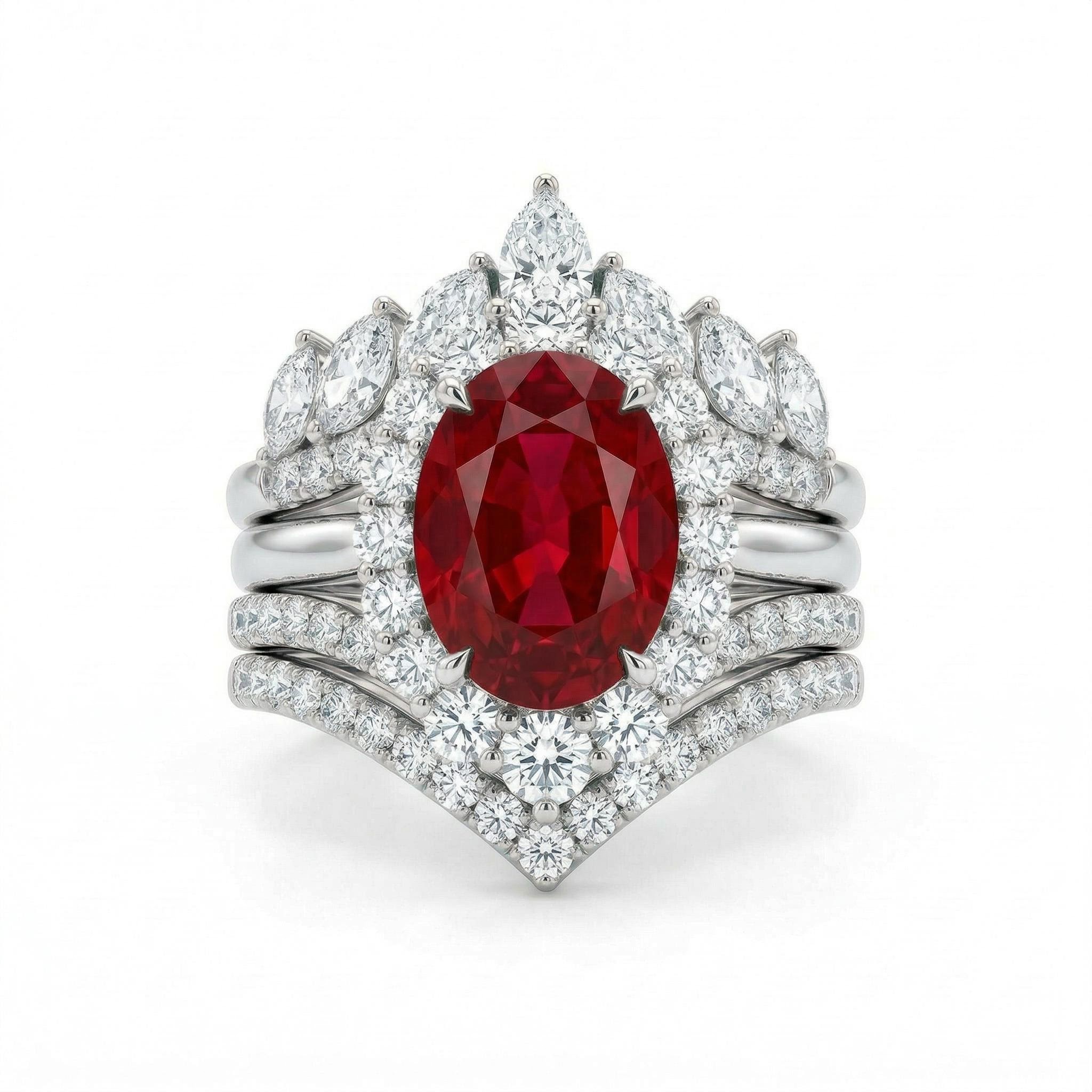 7.39CT Oval Cut Gemstone Vintage-Inspired Engagement Ring Set