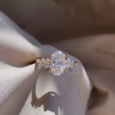 3.47CT Oval Cut VVS Moissante Sparkling Engagement Ring