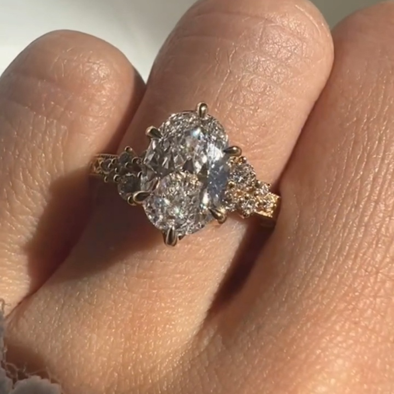 3.78CT Oval Cut VVS Moissanite Vintage Inspired Engagement Ring