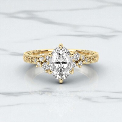 3.78CT Oval Cut VVS Moissante Vintage Inspired Engagement Ring