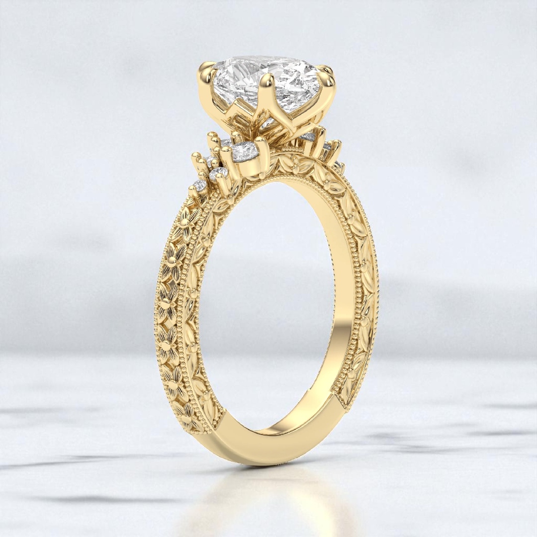 3.78CT Oval Cut VVS Moissanite Vintage Inspired Engagement Ring