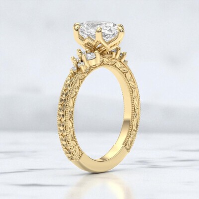 3.78CT Oval Cut VVS Moissante Vintage Inspired Engagement Ring