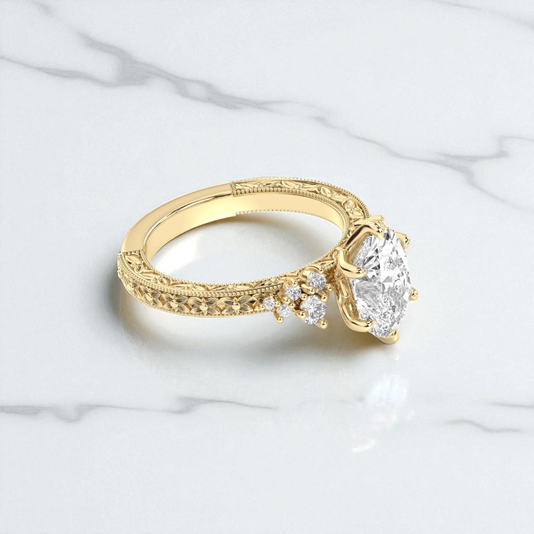 3.78CT Oval Cut VVS Moissanite Vintage Inspired Engagement Ring
