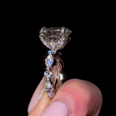 3.66CT Oval Cut VVS Moissante Halo Engagement Ring