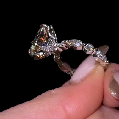 3.66CT Oval Cut VVS Moissante Halo Engagement Ring