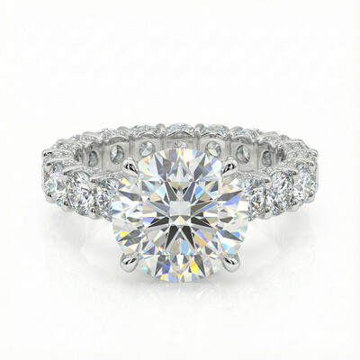5.78CT Round Cut VVS Moissanite Pave Engagement Ring