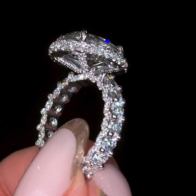 6.12CT Oval Cut VVS Moissante Halo Engagement Ring