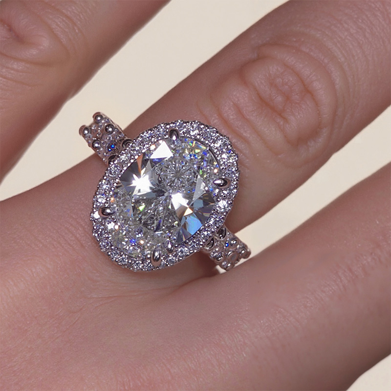 6.12CT Oval Cut VVS Moissanite Halo Engagement Ring