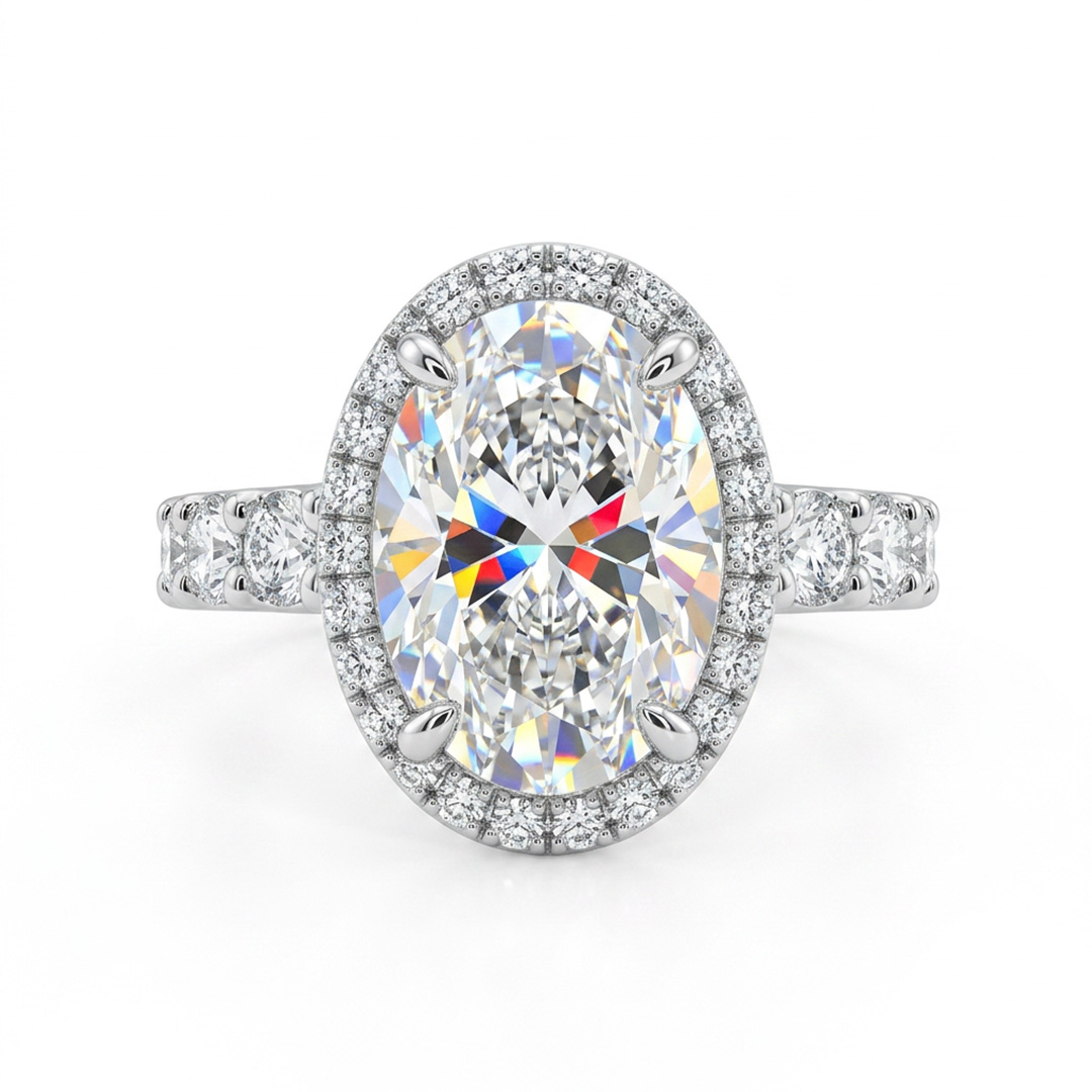 6.12CT Oval Cut VVS Moissanite Halo Engagement Ring 6.12CT Oval Cut VVS Moissanite Halo Engagement Ring