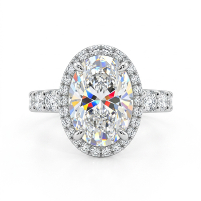 6.12CT Oval Cut VVS Moissanite Halo Engagement Ring