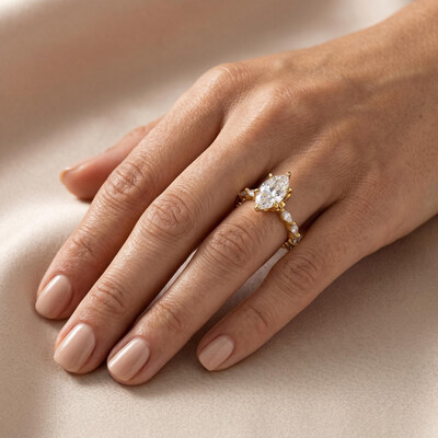 3.64ct. tw. Marquise Cut VVS Moissanite Side Stone Engagement Ring