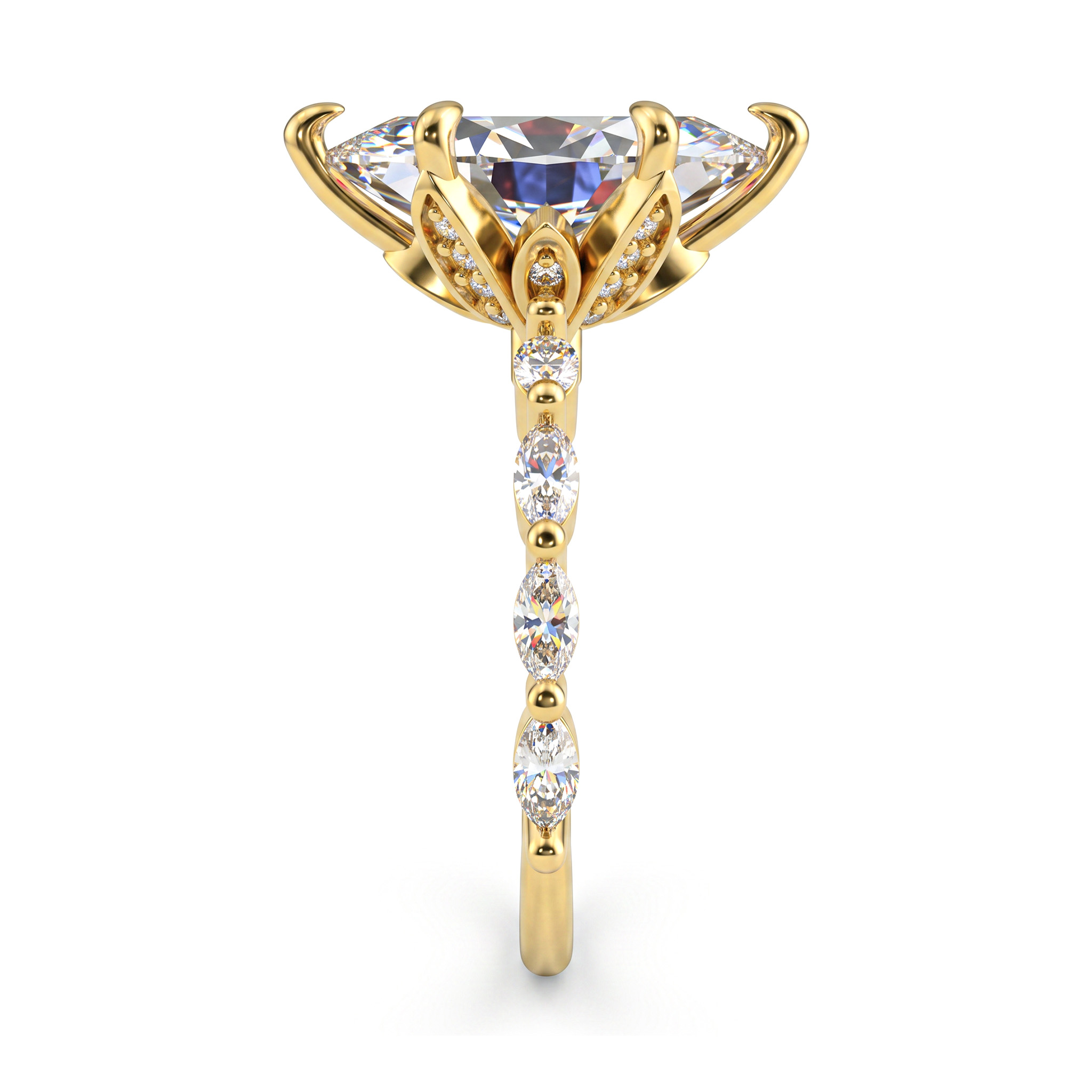 3.64ct. tw. Marquise Cut VVS Moissanite Side Stone Engagement Ring