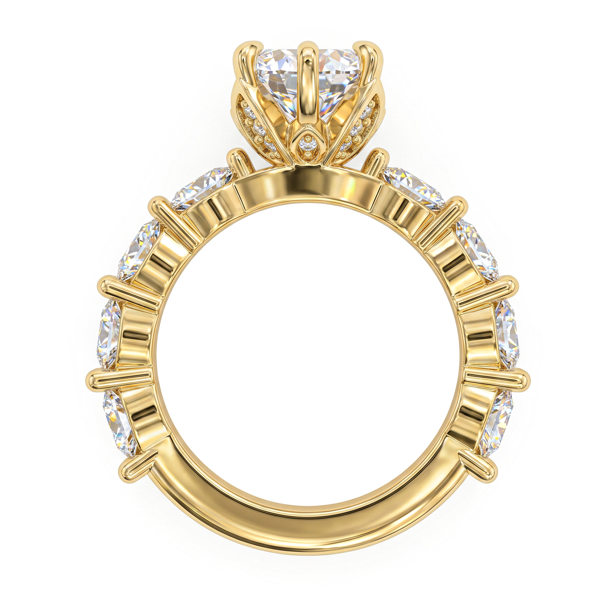 3.64ct. tw. Marquise Cut VVS Moissanite Side Stone Engagement Ring