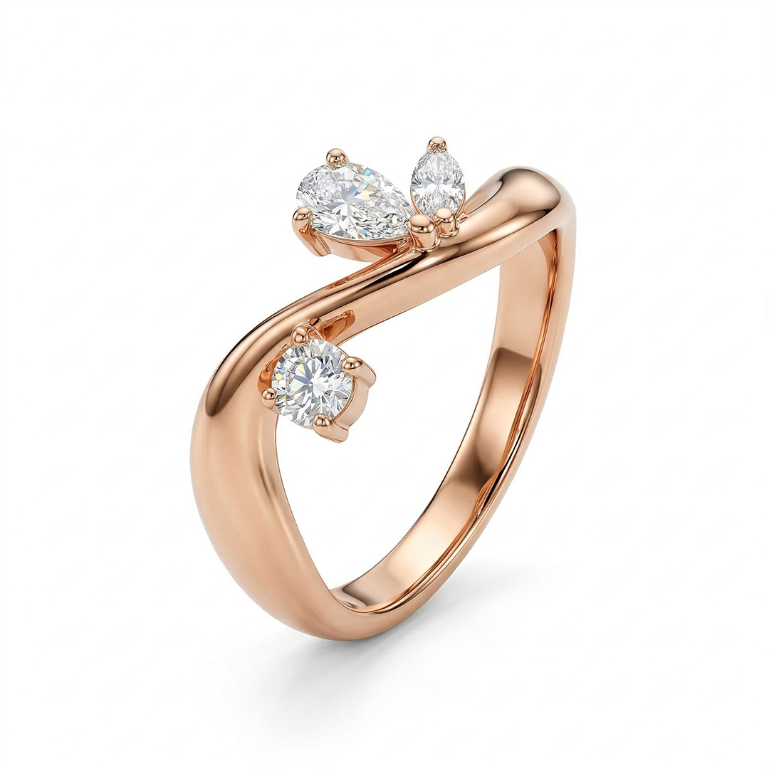 0.75CT Multi-Shaped VVS Moissanite Wavy Band Ring