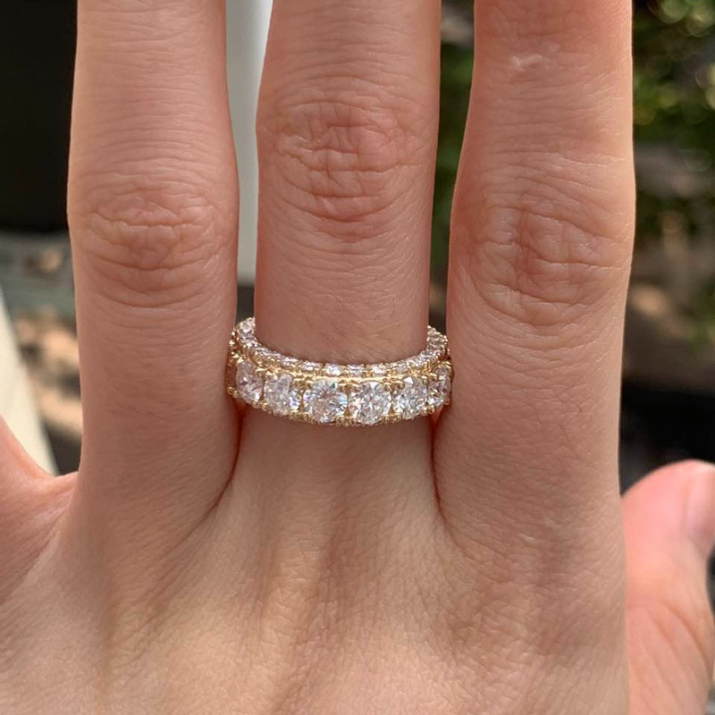 12.6CT Round Cut VVS Moissanite Pave Wedding Band