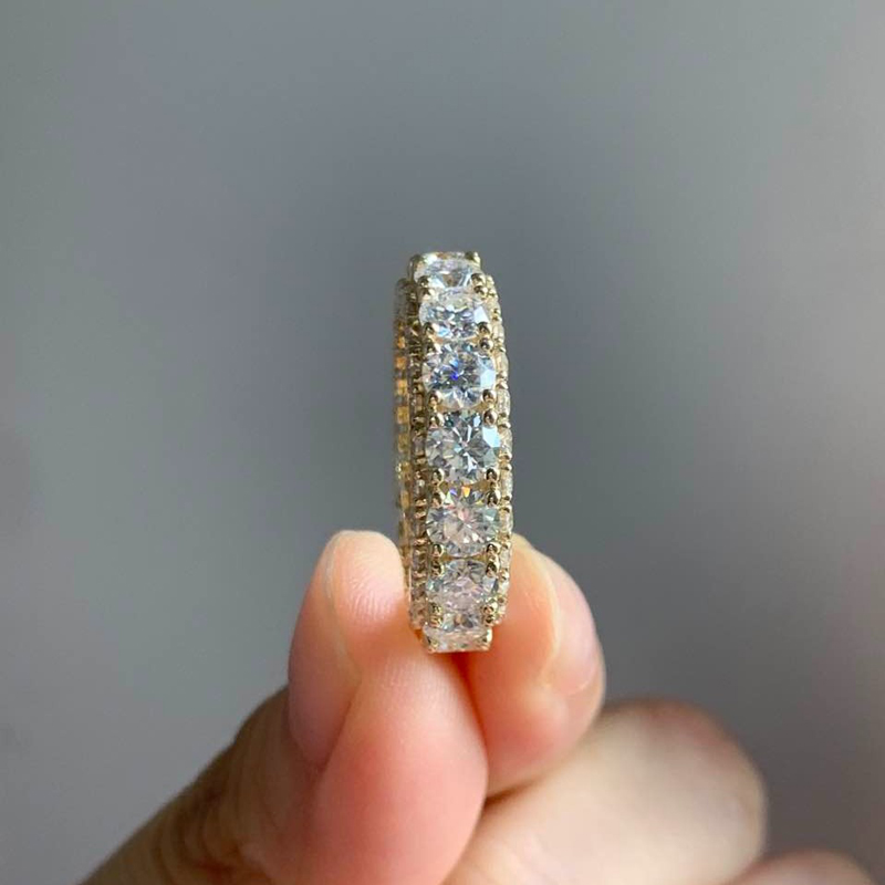 12.6CT Round Cut VVS Moissanite Pave Wedding Band