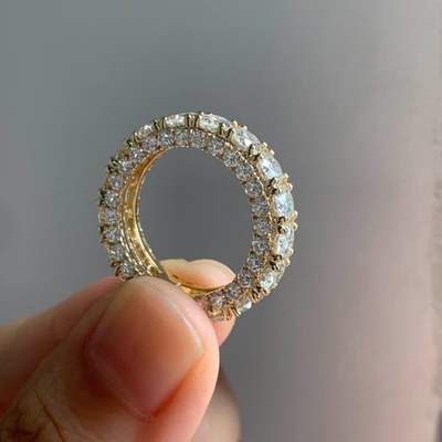 12.6CT Round Cut VVS Moissante Pave Wedding Band