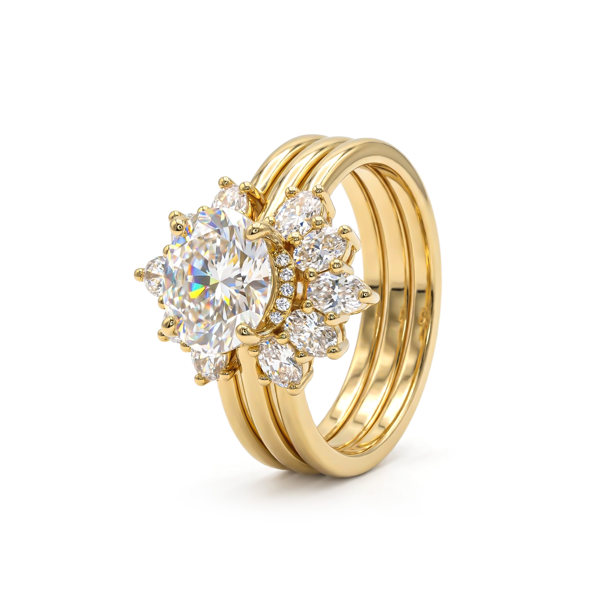 10.3CT Oval Cut VVS Moissanite Halo Engagement Ring Set