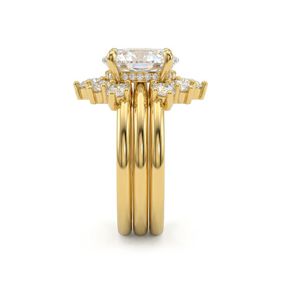 8.6ct TCW Oval Cut VVS Moissanite Halo Engagement Ring Set