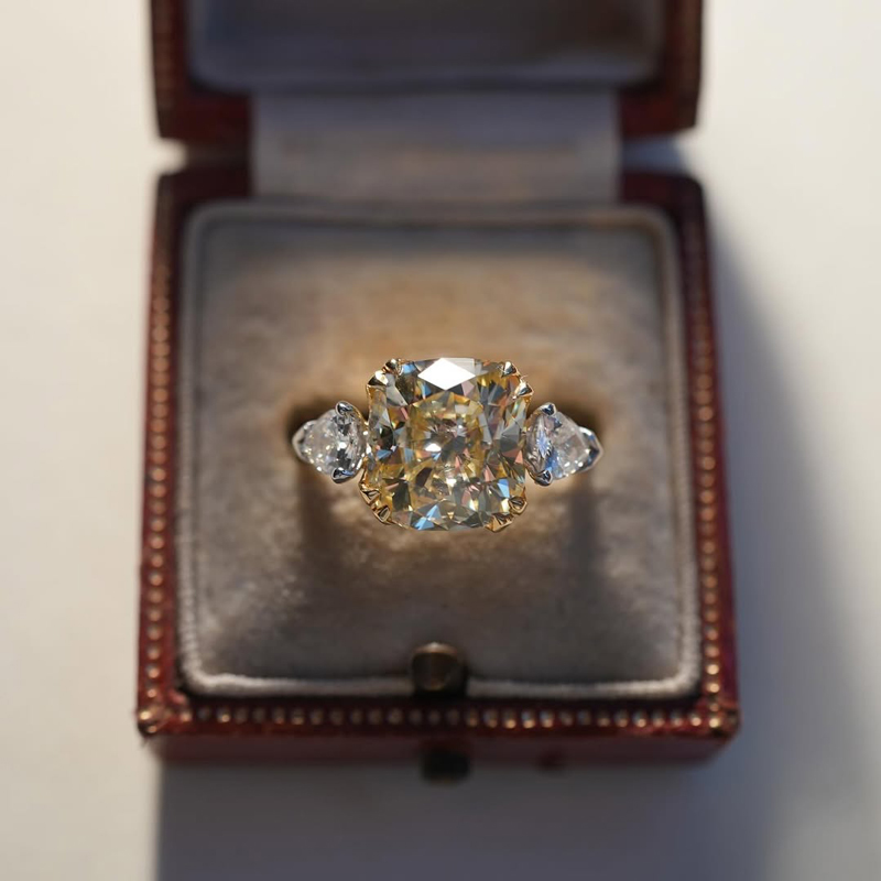 2.76CT Fancy Yellow Cushion Cut Three Stone Engagement Ring 2.76CT Fancy Yellow Cushion Cut Three Stone Engagement Ring