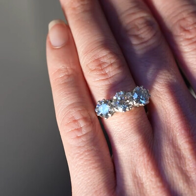 2.5CT Round Cut VVS Moissante Three Stone Engagement Ring