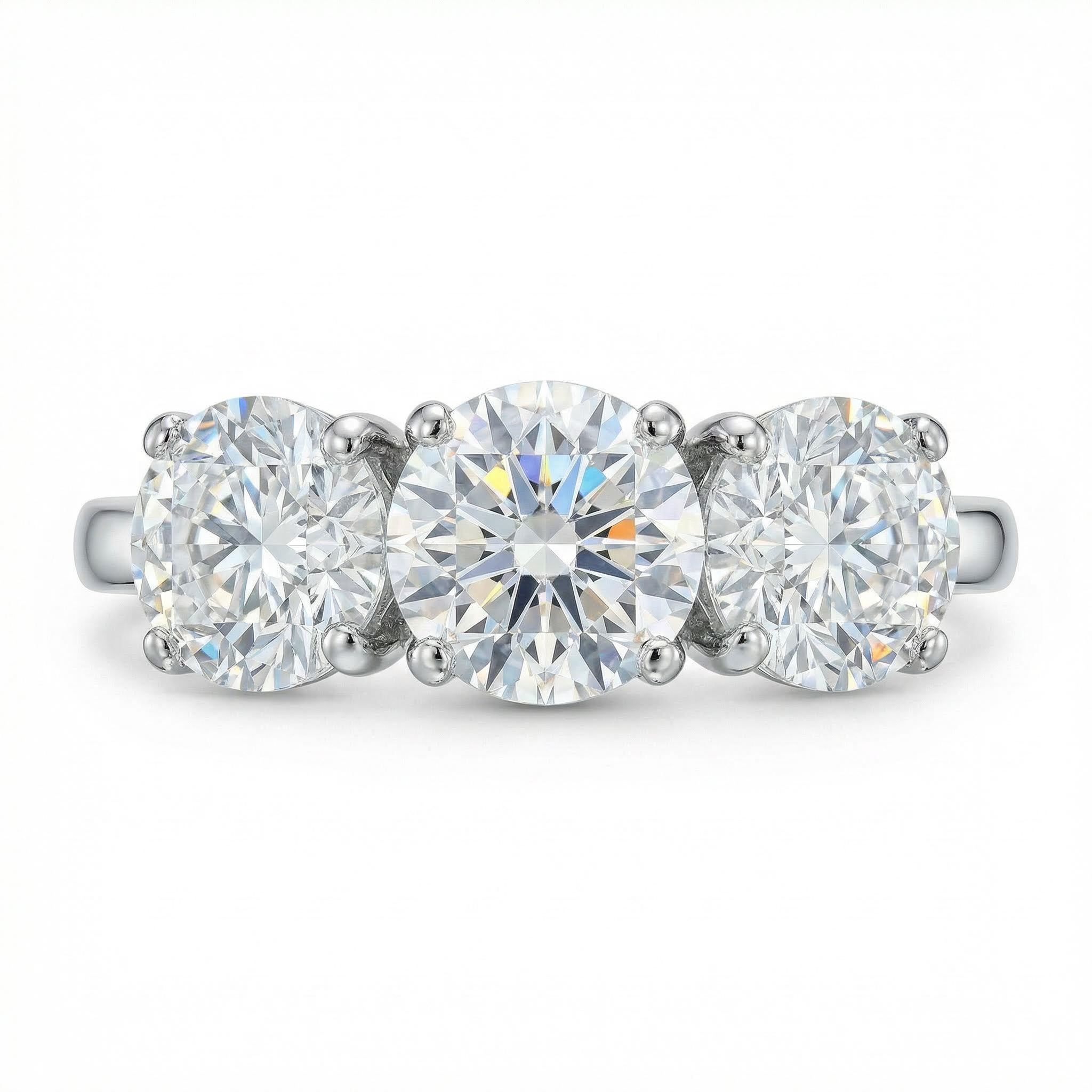 2.5CT Round Cut VVS Moissanite Three Stone Engagement Ring 2.5CT Round Cut VVS Moissanite Three Stone Engagement Ring