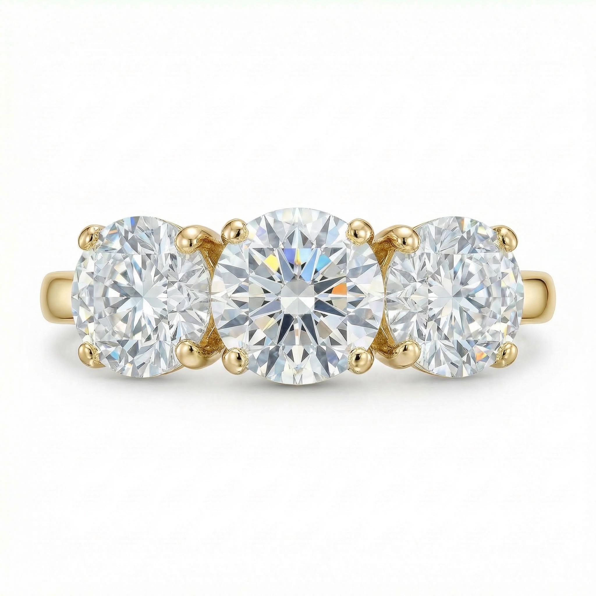 2.5CT Round Cut VVS Moissanite Three Stone Engagement Ring 2.5CT Round Cut VVS Moissanite Three Stone Engagement Ring