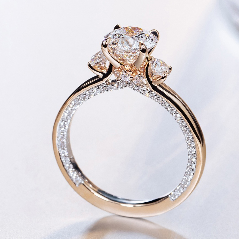 4.8CT Round Cut VVS Moissanite Three Stone Engagement Ring