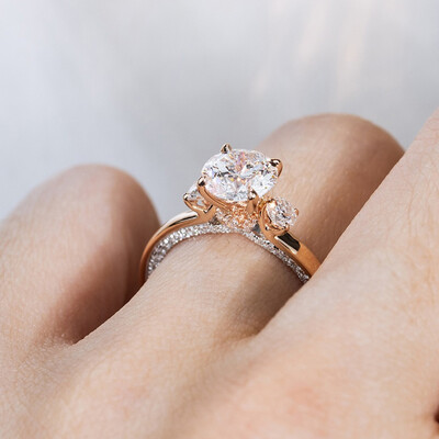 4.8CT Round Cut VVS Moissanite Three Stone Engagement Ring