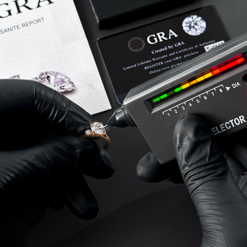 4.8CT Round Cut VVS Moissanite Three Stone Engagement Ring