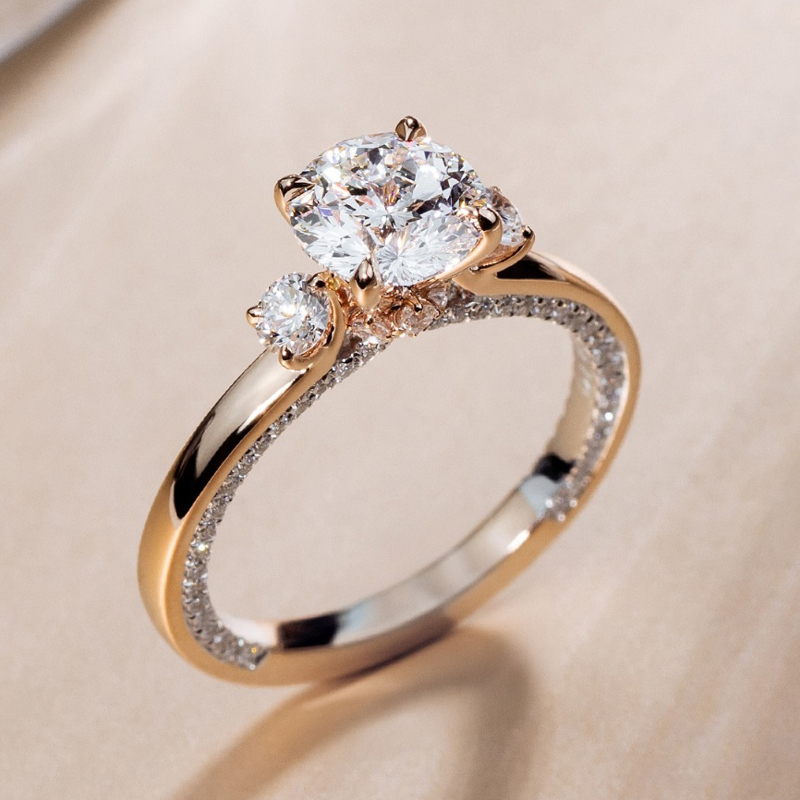 4.8CT Round Cut VVS Moissanite Three Stone Engagement Ring