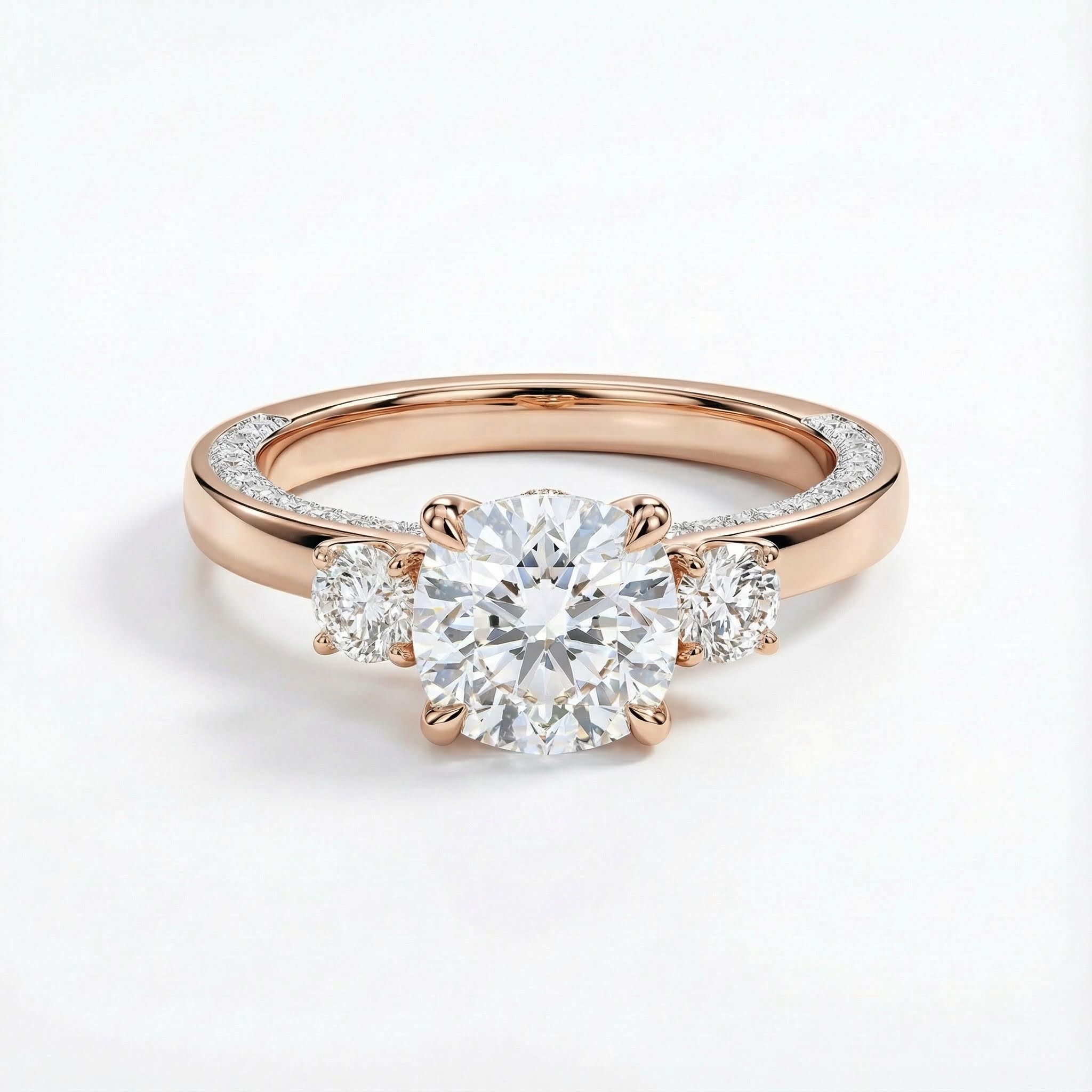 4.8CT Round Cut VVS Moissanite Three Stone Engagement Ring