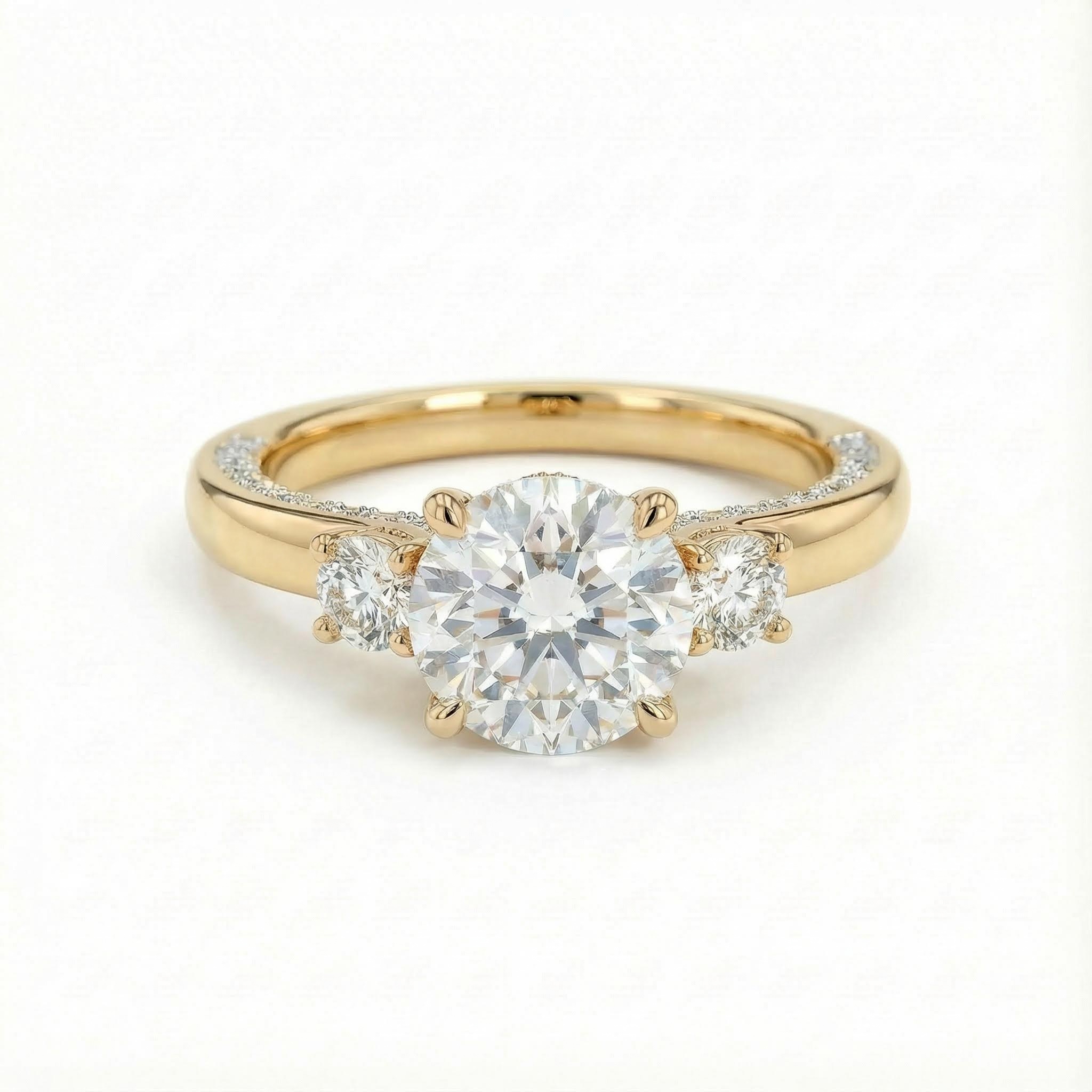 4.8CT Round Cut VVS Moissanite Three Stone Engagement Ring