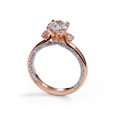 4.8CT Round Cut VVS Moissanite Three Stone Engagement Ring