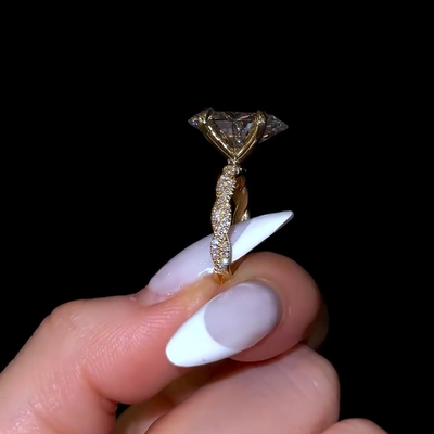 3.55CT Oval Cut VVS Moissante Pave Engagement Ring