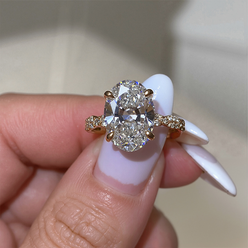 3.55CT Oval Cut VVS Moissanite Pave Twisted Engagement Ring 3.55CT Oval Cut VVS Moissanite Pave Twisted Engagement Ring