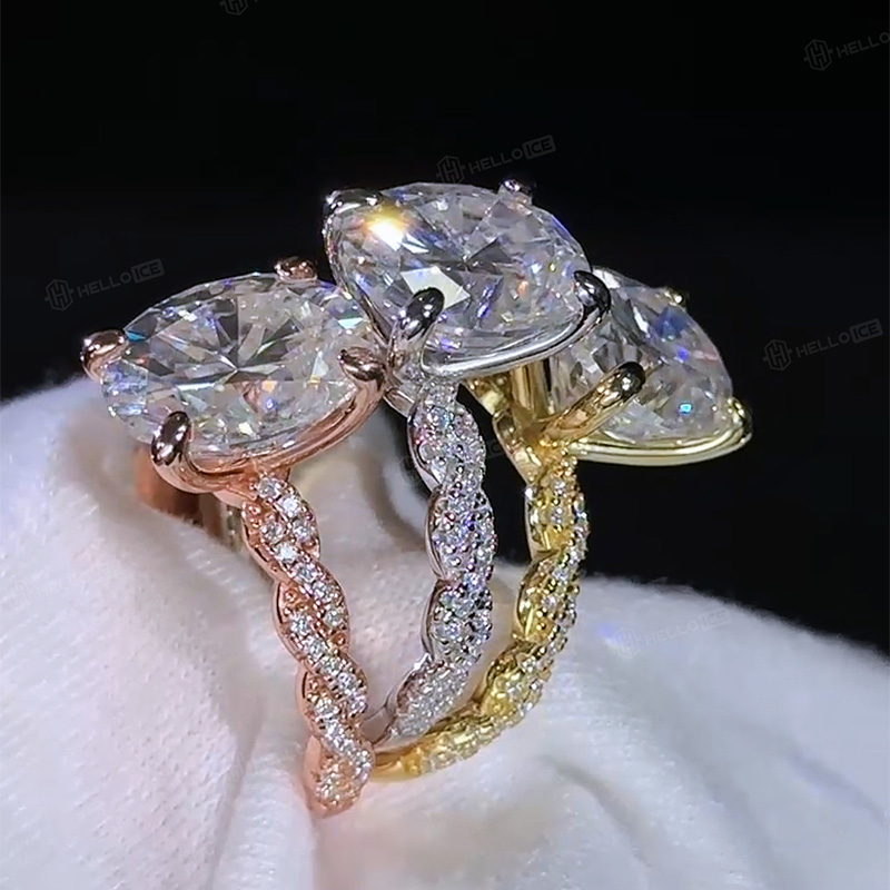 3.55CT Oval Cut VVS Moissanite Pave Twisted Engagement Ring 3.55CT Oval Cut VVS Moissanite Pave Twisted Engagement Ring