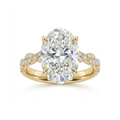3.55CT Oval Cut VVS Moissanite Pave Twisted Engagement Ring