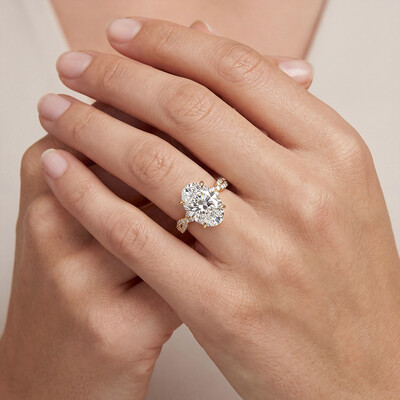 3.55CT Oval Cut VVS Moissanite Pave Twisted Engagement Ring