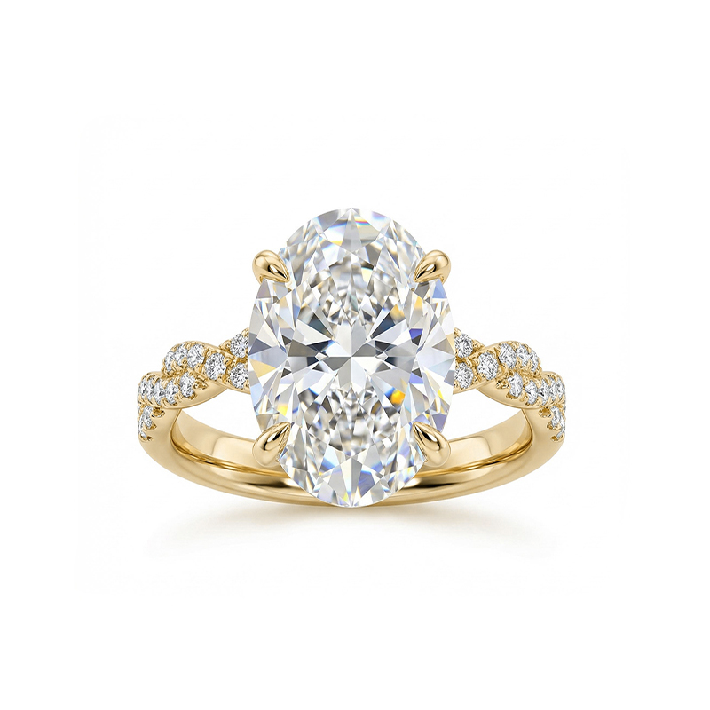 6.22ct TCW Oval Cut VVS Moissanite Pave Twisted Engagement Ring