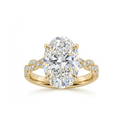 3.55CT Oval Cut VVS Moissanite Pave Twisted Engagement Ring