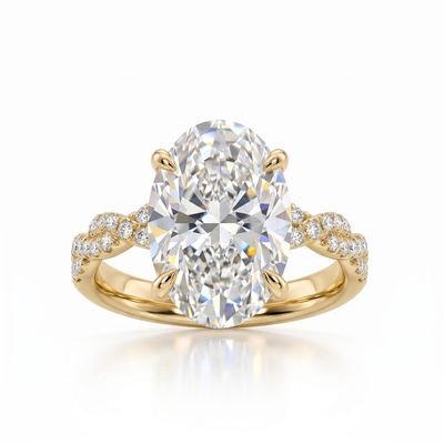 6.22ct. tw. Oval Cut VVS Moissanite Pave Twisted Engagement Ring