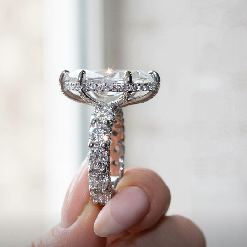 10.93CT Marquise Cut VVS Moissanite Pave Engagement Ring