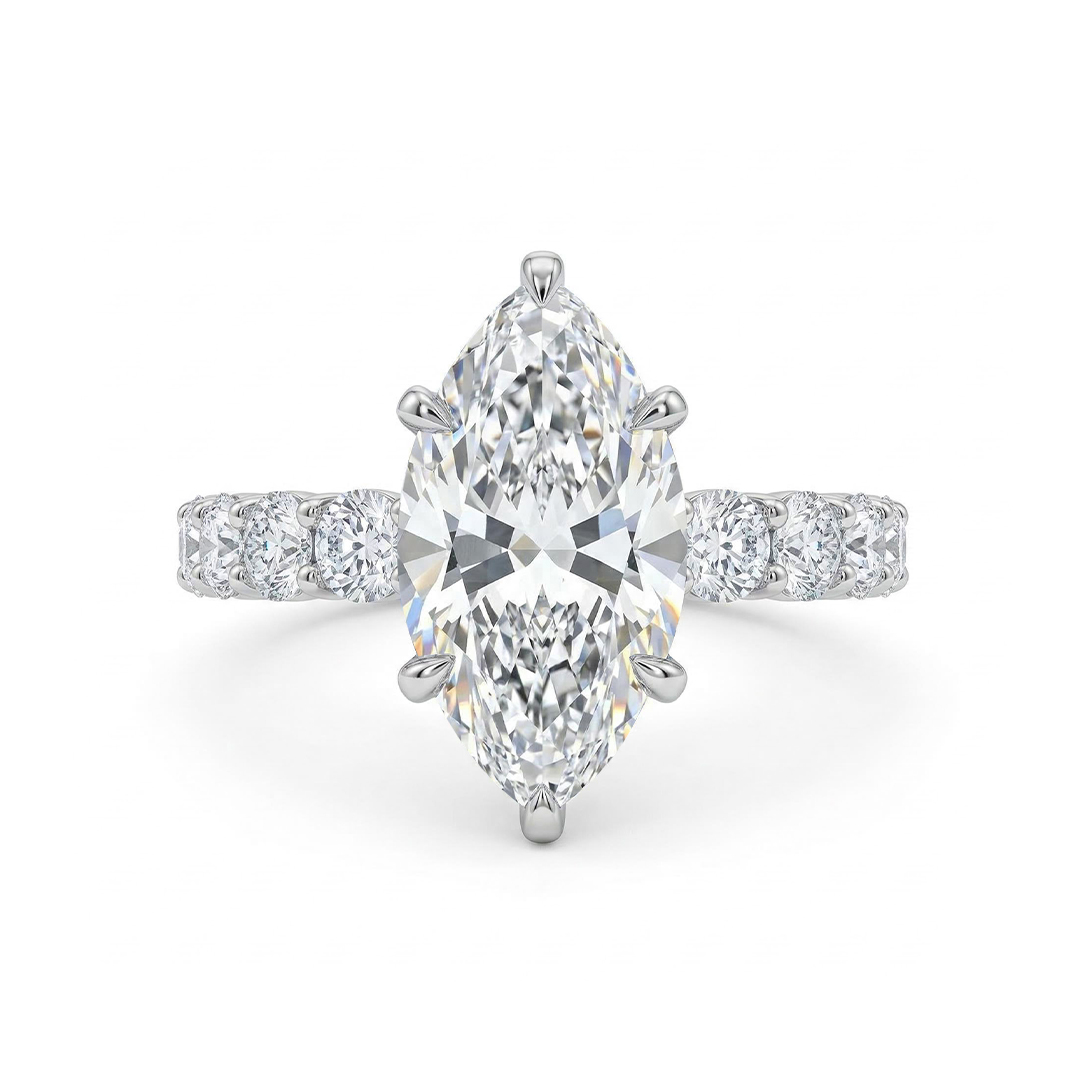6.19ct. tw. Marquise Cut VVS Moissanite Pave Engagement Ring