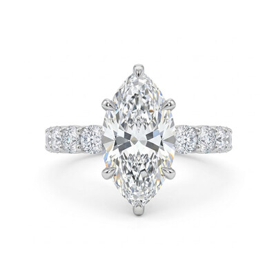 6.19ct TCW Marquise Cut VVS Moissanite Pave Engagement Ring