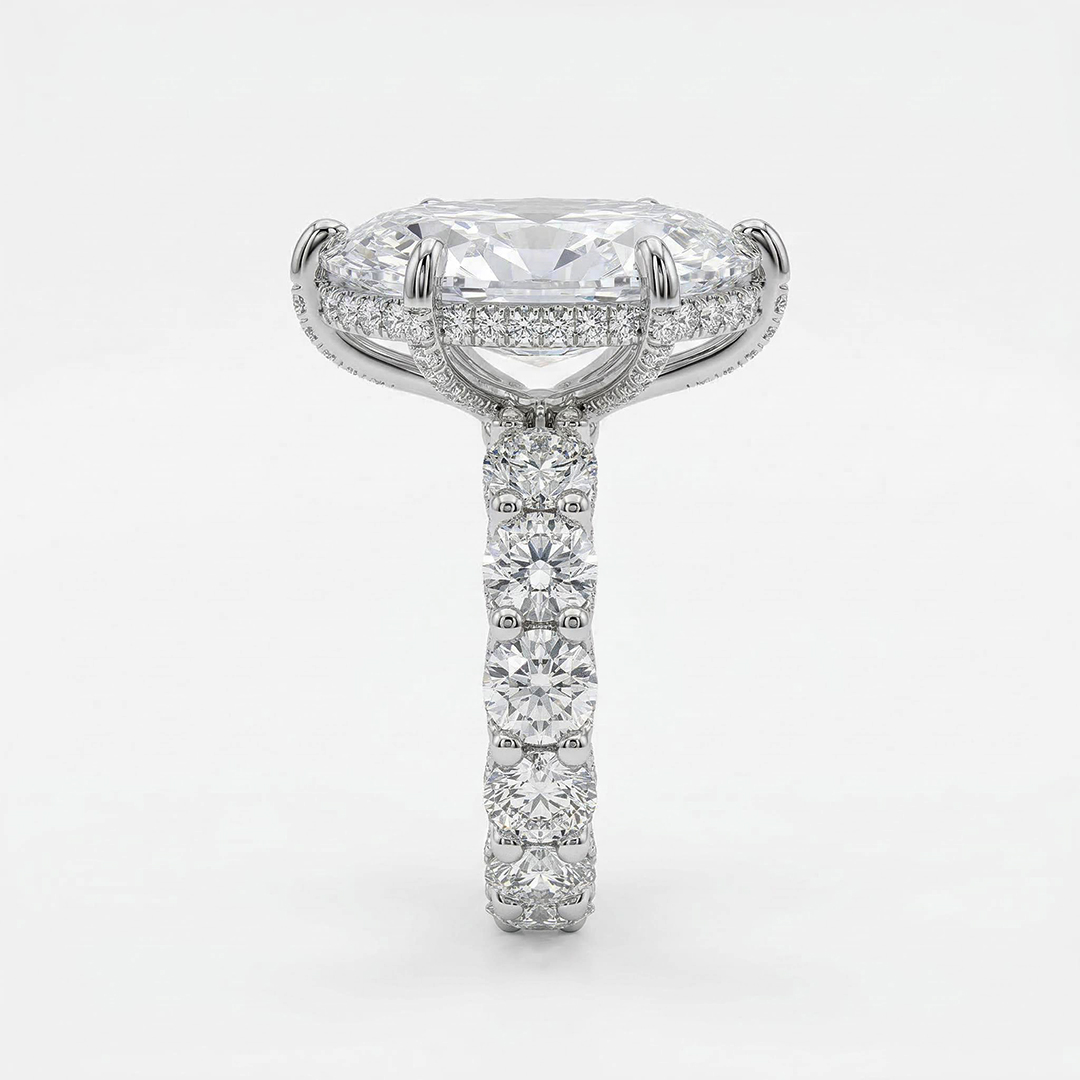 6.19ct. tw. Marquise Cut VVS Moissanite Pave Engagement Ring