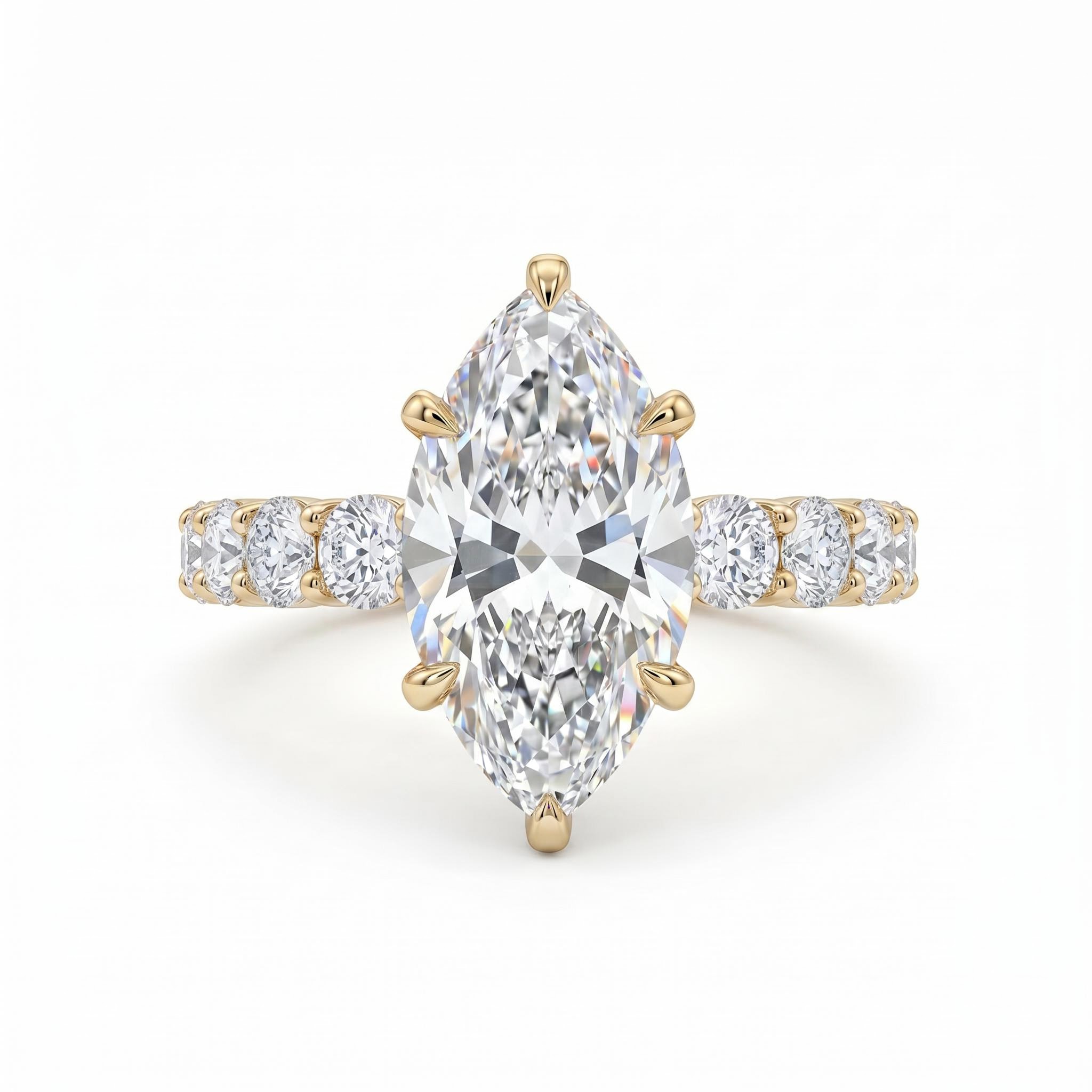 6.19ct. tw. Marquise Cut VVS Moissanite Pave Engagement Ring